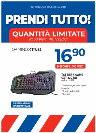 TASTIERA DA GAMING TRUST GXT830-RW